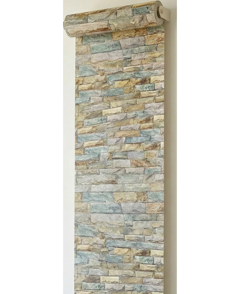 set 4 role de tapet  Autoadeziv Cu Aspect De Piatra Naturala 10m X45 Cm -Rezistent La Apa-Spalare Usoara , pvc